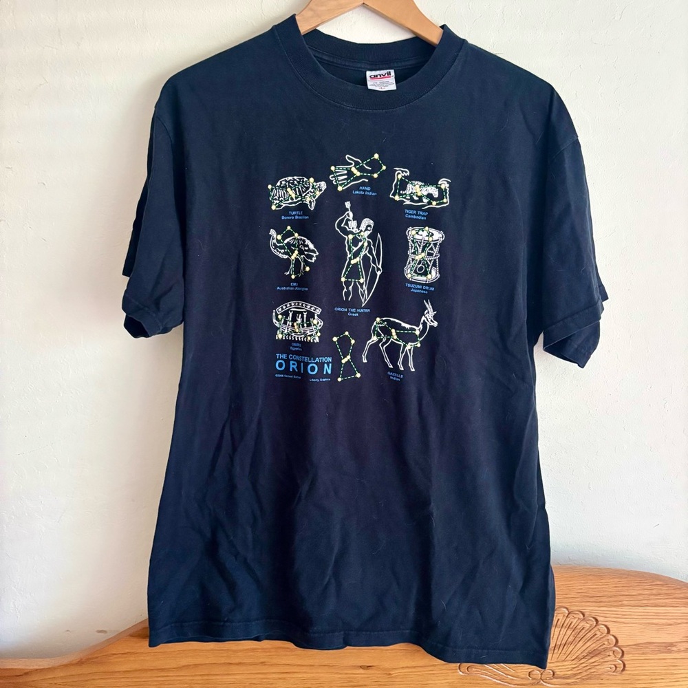 Vintage 2006 Anvil The Constellation Orion Black Cotton Crewneck Tee LARGE